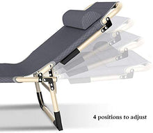 Pieghevole reclinabile Sun Lounger Garden Camping Bed Sedia Accompagnatore Letto Accompagnatore Letto Sole Regolabile per Il Viaggio Escursionismo Caccia Casa Daycare con Tappetino