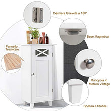 COSTWAY Armadietto da Bagno con Singola Porta a 3 Ripiani, Mobiletto Portaoggetti da Terra, 81 x 38 x 30 cm, Bianco
