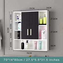 Armadietti a specchio per Bagno Specchio per Trucco Specchio con ripiano Armadio per lavabo Armadio per medicinali a Parete (Color : Bianca, Size : 70 * 14 * 80cm)