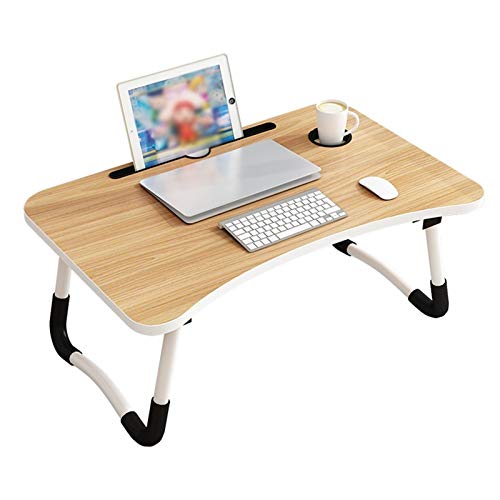 Computer Tavolino Regolabile Scrivania da scrivania pieghevole, scrivania da ufficio, pigro dormitorio universitario, semplice scrivania, 60x40 cm, (con slot per schede e portabicchieri, senza support
