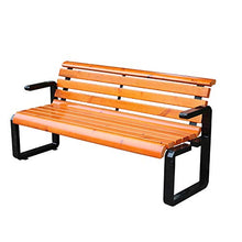 Panchina da esterno in ghisa, seduta in legno massello, con schienale, poltrona, panchina da terrazza, sedia a schiera da giardino anti-corrosione e resistente al sole, per giardino/ veranda / balco
