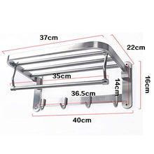 Portasciugamani pieghevole da 40 cm, montaggio a parete, per bagno, cucina, in acciaio inox