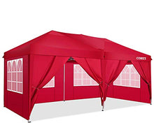 COBIZI Gazebo da Giardino 3 x 6 m Gazebo Pieghevole Impermeabile, con 6 Pareti Laterali e Gambe Regolabili e Finestra per Giardino, per Giardino, Picnic, Spiagge, Feste, Attività all'Aperto(Rosso)