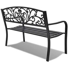 Cikonielf Panchina da Giardino Esterno per 2 Persone,Telaio in Acciaio + Schienale in ghisa, 127 x 60 x 85 cm