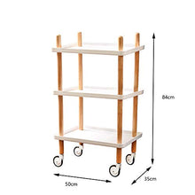 Quattro Ruote portatile strumento di archiviazione Carrello Passeggino for mensola, scaffale for soggiorno in legno di bambù portatile mobile flessibile grande cremagliera for bagno, bianco, 50X35X84C