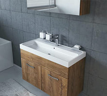 Mobile da bagno paso 02 80 cm bacino Lefkas (marrone) – Armadietto a specchio mobiletto lavabo mobili
