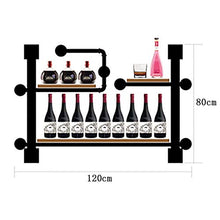 MoDi Wine Rack Retro Style Industriale Tubo di Acqua A Parete Vino Rack (L120 * W20 * H80cm)