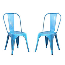 Milani Home s.r.l.s. Set di 2 Sedie in Metallo di Design Moderno Industrial Vintage Colore Blu Antico Ossidato per Sala da Pranzo Bar Ristorante Soggiorno