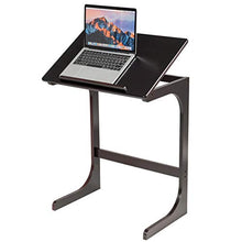 DREAMADE Tavolino Laterale da Divano in bambù, Tavolino per caffè e Colazione da Salotto con Design Forma a C per Divano e Poltrona, Tavolo Multifunzionale in bambù, Marrone Scuro, 60 x 40 x 70 cm