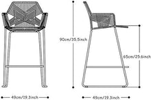 Mano-Tessuto Vimini Rattan Sgabelli da Bar,Patio Tempo Libero Sedia per La Colazione con Gambe in Metallo,Sedia da Cucina Sgabelli Alti con Footrest & Backrest per Bistro caffè