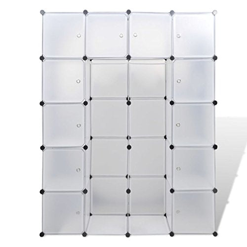 Luckyfu Questo Scaffale armadietto modulare con 14 Scomparti Bianco 37 x 146 x 180,5 cm.Questo Armadio Fornira Una Soluzione di Stoccaggio Ideale.Armadio Guardaroba.
