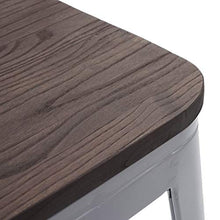 Sgabello con Schienale bistrot Design Industriale HWC-A73 Legno Metallo Verniciato Grigio