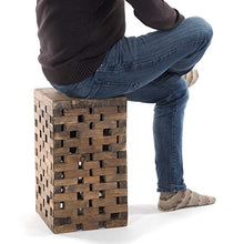 Sgabello in legno rustico, 48 x 28 x 27,5 cm (A x L x P), in legno riciclato