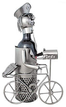 BRUBAKER porta bottiglia da vino postino con bicicletta - scultura in metallo con biglietto d'auguri