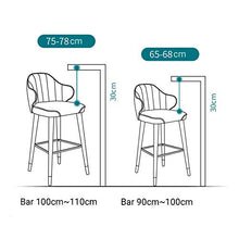 LIZCG Sgabello Alto da Bar, Moderno Creativo Schienale in Tessuto lanuginoso Sedia in Ferro caffè Colazione casa Cucina sedie Trucco Ristorante Bar caffetteria Hotel per Famiglie 65 cm, 75 cm
