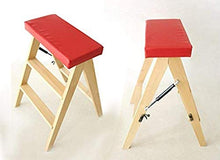 Sgabello legno Delle famiglie multi-funzione scaletta pieghevole struttura creativa scala in legno massello Scala Sgabello coperta mobile Ladder Chair Crescente Scala Piccolo ladde ( Color : Red )