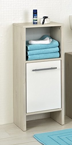 AVANTI TRENDSTORE - Julian - Mobiletto da bagno in laminato di pino chiaro e colore bianco lucido, dimensioni: LAP 33x81,6x28 cm