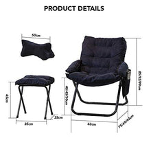 HongTeng Divani Pigro Divano Fagiolo Tatami Sedia Pieghevole Sedia Computer Casa Balcone Reclinabile Tre Regolabile + Poggiapiedi + Cuscino 63 × 75 × 85 cm (Color : Gray)