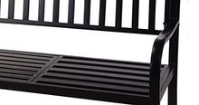 Idooka, panca da giardino in metallo nero per esterni, con tavolo pieghevole e pieghevole, portatile, 3 posti (150 cm x 60 cm x 85 cm LxPxA)