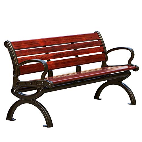 Panca da giardino panchina da esterno, robusta panchina in alluminio pressofuso resistente alla ruggine, panchina a doghe anticorrosione resistente alle intemperie, può ospitare 3 persone