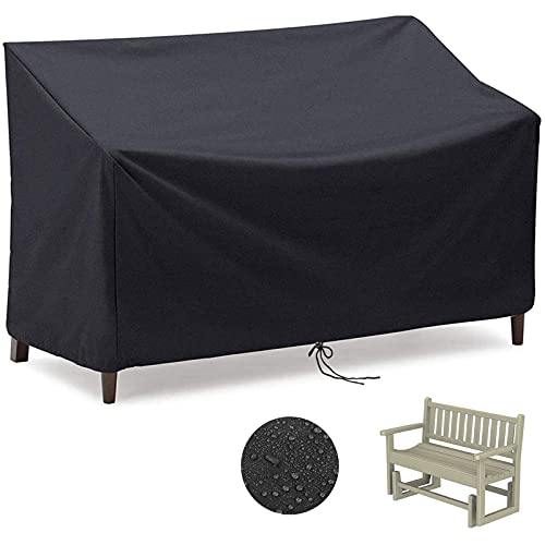 HSGAV Copertura per Panca da Giardino 4 Posti, Coperture per Panche Impermeabile Resistente allo Strappo Anti-UV, 210D Oxford Coperture Protettiva per Panchina Esterno, 190x66x89cm, Nero