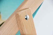 Sedia sdraio pieghevole in legno, senza braccioli, con rivestimento in stoffa intercambiabile, colore bianco, 2 pezzi