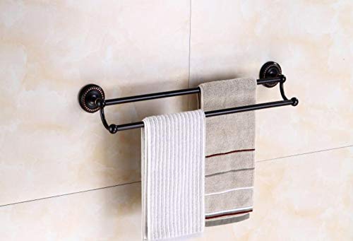 Europeo tutto nero bronzo portasciugamani pieghevole set retro portasciugamani bagno bagno mensola hardware appeso a parete doppio portasciugamani