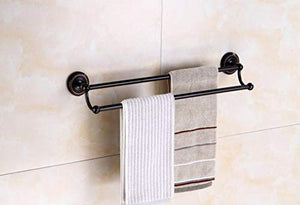Europeo tutto nero bronzo portasciugamani pieghevole set retro portasciugamani bagno bagno mensola hardware appeso a parete doppio portasciugamani