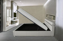 Bagno Italia Letto matrimoniale contenitore 220x167 bianco nero beige in ecopelle con bracciolo I