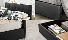 SARDAMATERASSI-Letto matrimoniale con box contenitore nero Dark classic + materasso misura 160x190 cm memory foam+coppia guanciali in memory saponetta