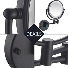 ZJBB Specchio Trucco da Parete con Luce LED Regolabile, Specchio Ingranditore da Bagno Bilaterale 1X/10X, 360° Girevole e Estensibile Specchio da Barba, Specchio Cosmetico Illuminato