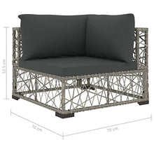 vidaXL Set Divani da Giardino 6 pz con Cuscini Foderati Lavabili Modulare Leggero Elegante Arredi da Esterno in Polyrattan Grigio Telaio in Acciaio