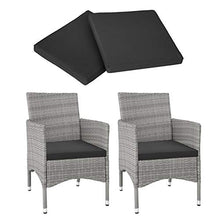 tectake 2x Pezzi Sedie da Esterno, Poli Rattan Poltrona da Giardino, Set 2x Rivestimenti per Cuscini, Viti in Acciaio Inox, Grigio Chiaro