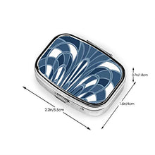 Scatola quadrata per pillole medicinali con funghi astratti Art Deco blu erica moda pillola organizer da viaggio pillola dispenser per vitamine integratori