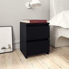 Festnight Comodini Camera da Letto Moderni con 2 Cassetti in Truciolato Nero,Comodino Moderno,Cassettiera Camera da Letto Moderno,Comodino con Cassetti 30x30x40 cm