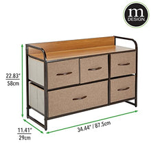 mDesign Elegante cassettiera con 1 cassetto grande e 4 piccoli – Capiente canterano ideale per qualunque stanza della casa – Comò in metallo, legno MDF e tessuto – marrone chiaro
