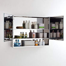 HSRG Armadietto da Bagno con Specchio, Mobile Contenitore in Acciaio Inossidabile a Parete con Doppia Anta con Ripiani temperati per Trucco cosmetico