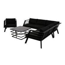 Gartentraum Gruppo Lounge Scuro con Tavolo - Nero - Angolo Lounge Porin