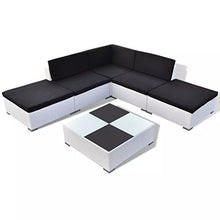 Festnight Set Divani da Giardino con Cuscini, Set Divani da Esterno Bianco, Set di Mobili da Giardino in Polyrattan 6 pz