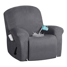 Pelle Scamosciata Copripoltrona Relax Reclinabile Elasticizzato Fodera per Poltrona Reclinabile Fodera per Divano Reclinabile Lavabile in Lavatrice per Divano del Soggiorno-Grigio
