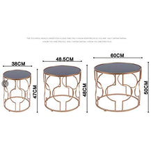 TONG HXF- Tavolino Piccolo tavolino Rotondo in Ferro battuto Divano Letto Tavolo da tè Soggiorno tavolino Geometrico Semplice in Vetro Durevole (Size : 48 * 48.5cm)