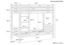 Erst-Holz Letto a Castello in Pino Anche per Adulti 90x200 divisibile e con cassettoni 60.16-09T100S2