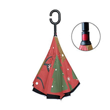 LENNEL - Maniglia a C con strisce riflettenti di sicurezza notturna Christman, cervo, fiocco di neve, doppio strato, antivento, design invertito