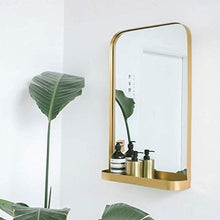 Specchio Moderno Moda Ferro battuto Appeso a Parete Bagno Camera da Letto HD Specchio per Il Trucco Semplice Soggiorno Specchio per Il Trucco di Bellezza con ripiano
