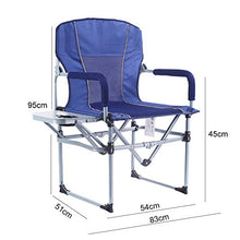 QAX - Sedia pieghevole da pesca, con bracciolo e tavolo fino a 150 kg, per giardino, balcone e esterno, confezione piccola, colore: blu scuro