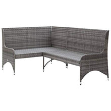 Divano angolare da giardino, 2 pezzi, in polyrattan, colore: grigio