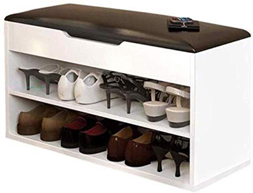 YANG Shoe Imbottito Poggiapiedi Ottomana Bagagli Petto Guardaroba Multifunzionale in Pelle PU Change Wooden Shoe Bench Rack Carico 250kg (Color : Light, Size : 80x30x45cm)