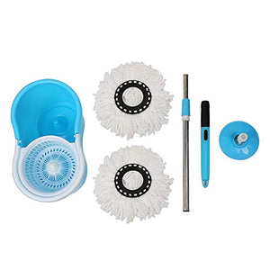SSAYY Spray Mop Kit Secchio Rotativo Scopa Rotativa A 360 Gradi in Microfibra per Pulizia Rotella A Pavimento Facile da Avvitare con 2 Teste in Microfibra