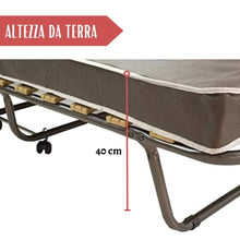 Tomaino - Brandina Pieghevole Con Materasso Ortopedico Letto Singolo Pieghevole, 80 x 190 Con Rotelle