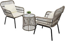 Set Di Mobili Da 3 Pezzi Patio Portico, Interni All'aperto All-Meteo Conversazione Di Vimini Bistrot Bistro Set, Set Di Mobili Da Giardino, Set Di Conversazione in Patio Clearance, Cuscini Inclusi